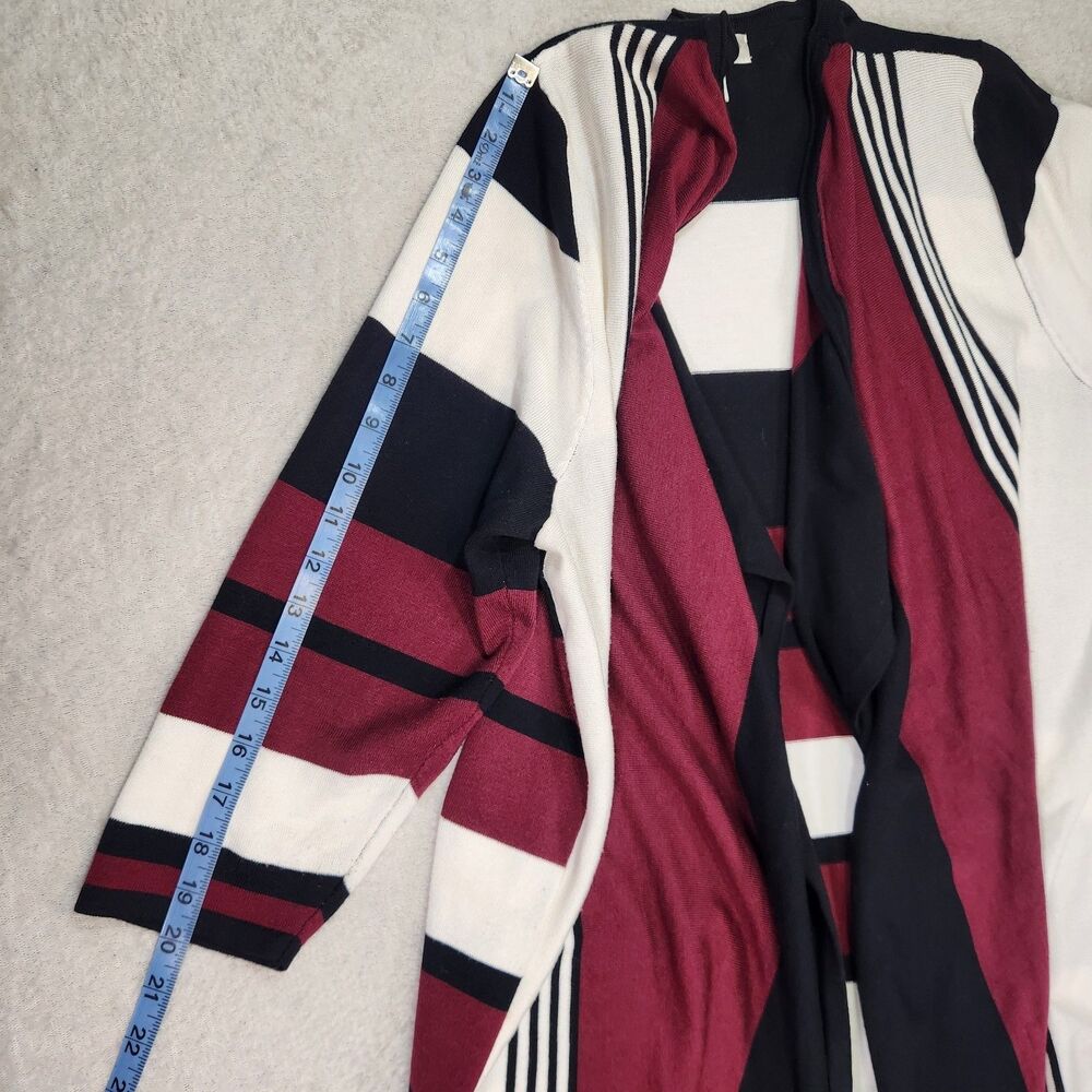 Christopher & Banks Color Block Open Front Cardigan Striped Knit Woman’s XL - Picture 10 of 12